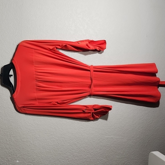 Michael Kors Womens Dress Size M Longsleeve Peachish Gold Midi Belt Tunix - Picture 5 of 10